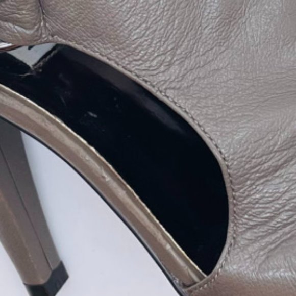 Steve Madden Leather Peep Toe Taupe Booties Size 8 - Picture 14 of 16